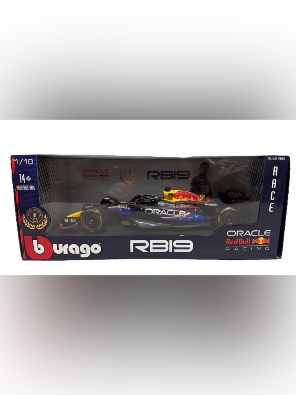 Bburago 1:18 Oracle Red Bull RB19 F1 Max Verstappen Austin GP Diecast